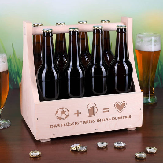 Bierträger für echte Fans des Fußballs und Bieres graviert mit Wunschtext