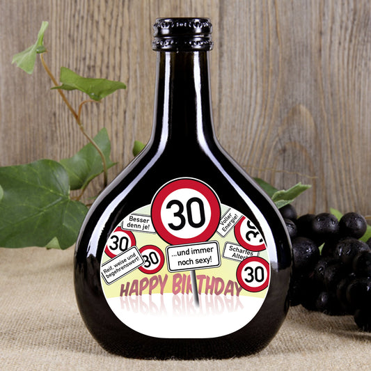 Bocksbeutel zum 30. Geburtstag mit Verkehrszeichen