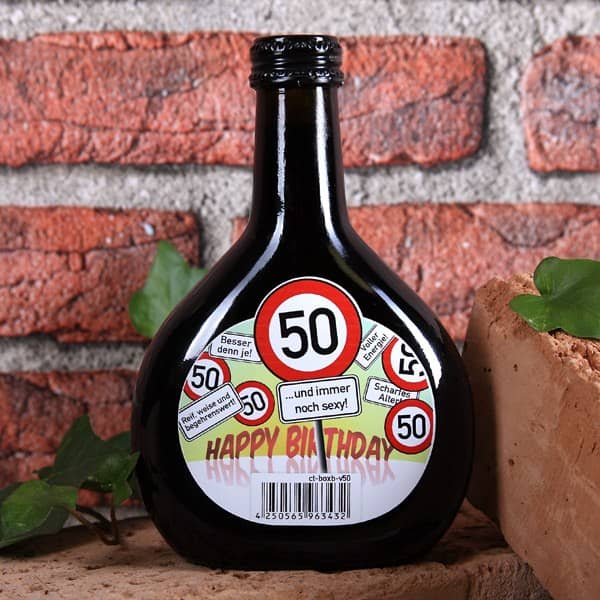 Boxbeutel Wein zum 50. Geburtstag