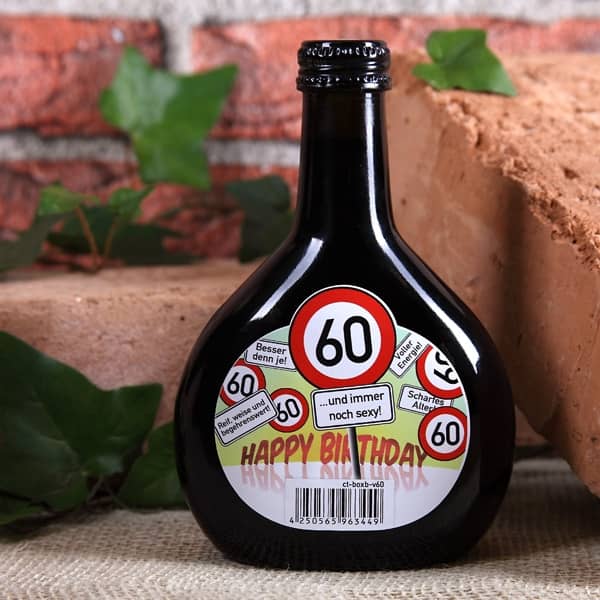 Bocksbeutel zum 60. Geburtstag mit Verkehrszeichen