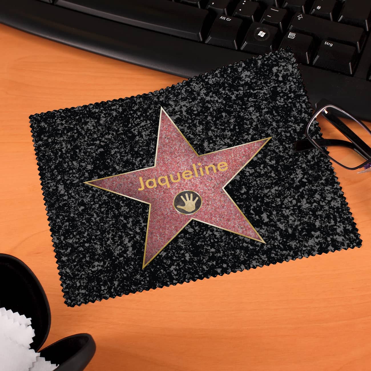 Brillenputztuch Walk of Fame mit Wunschnamen