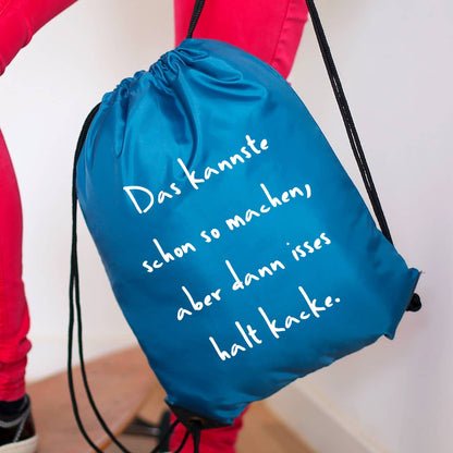 Blauer Rucksack mit Ihrem individuellen Text