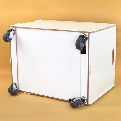 Personalisierte Rollbox aus Holz von clipfritz - Spielzeugkiste mit Weltraum Motiv & Name für Jungen