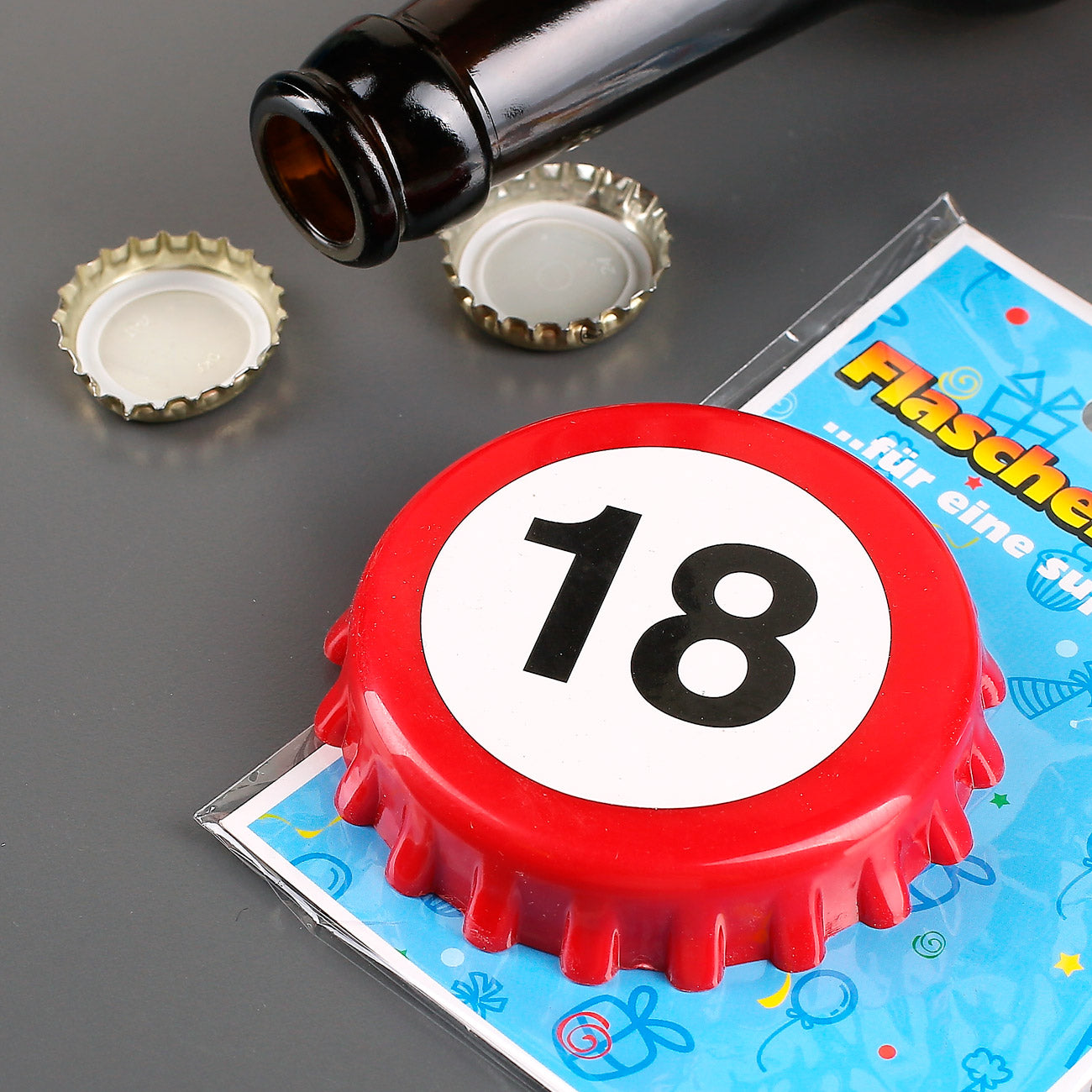 Flaschenöffner Kronkorken zum 18. Geburtstag