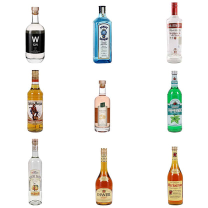 Verschiedene Alkoholflaschen nach Wunsch