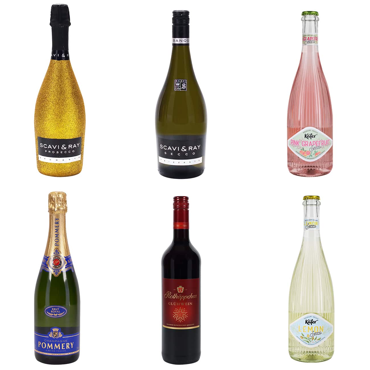 Verschiedene Alkoholflaschen nach Wunsch