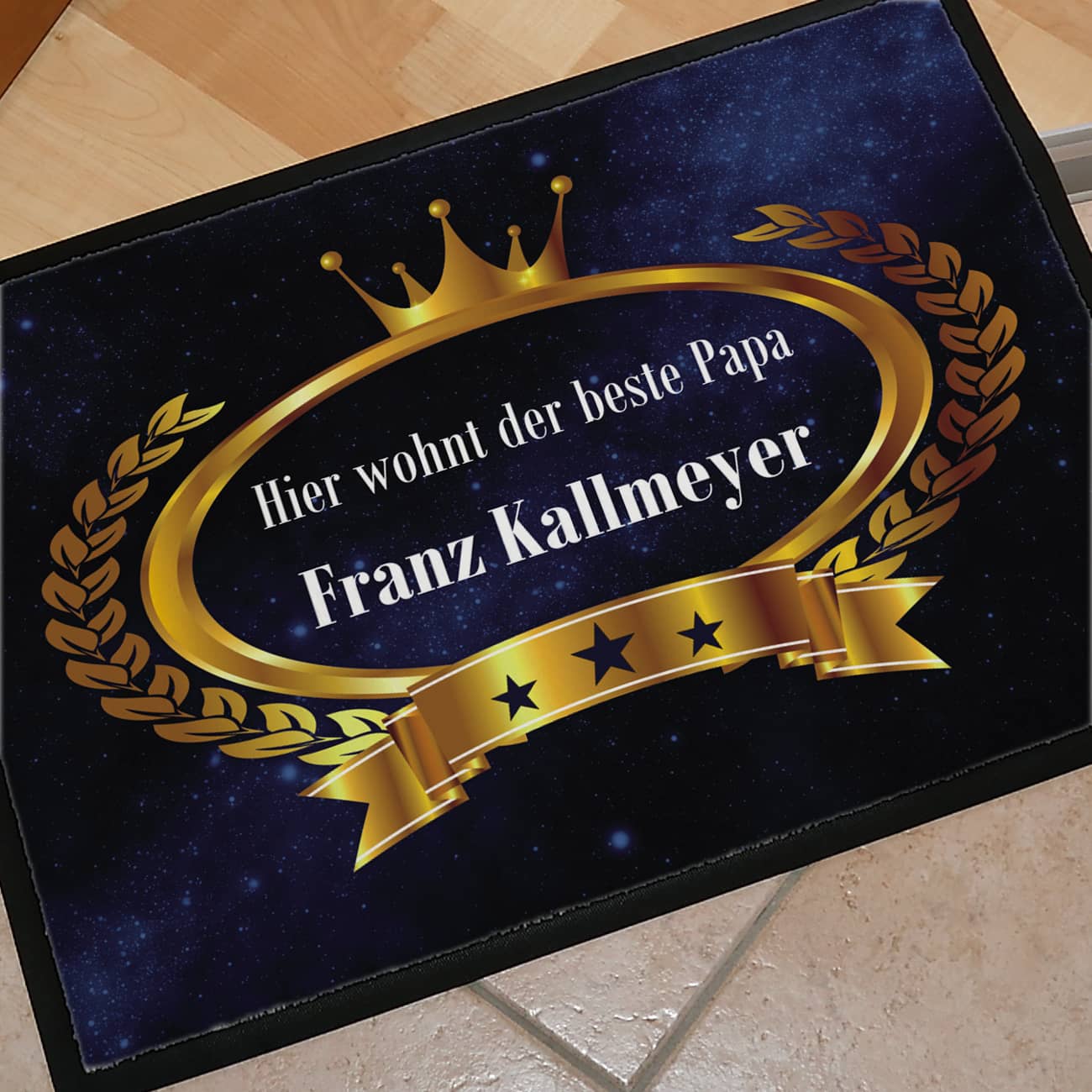 Fussmatte mit Krone Wunschtext 