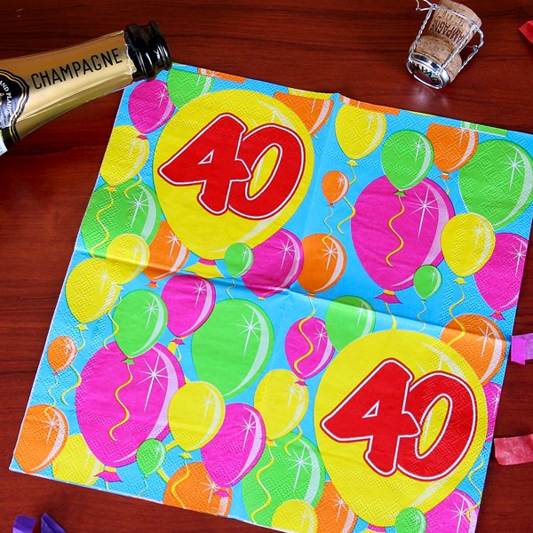 Servietten zum 40. Geburtstag bunt bedruckt