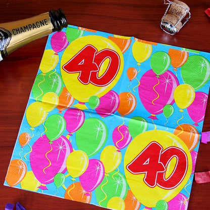 Servietten zum 40. Geburtstag bunt bedruckt