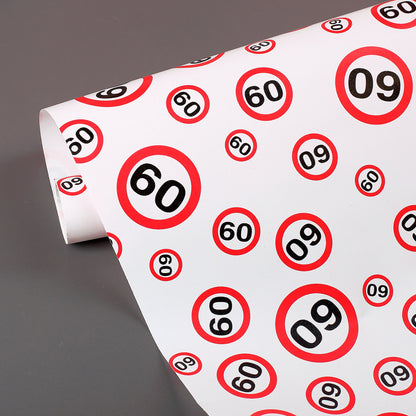 Geschenkpapier mit Verkehrszeichen zum 60.