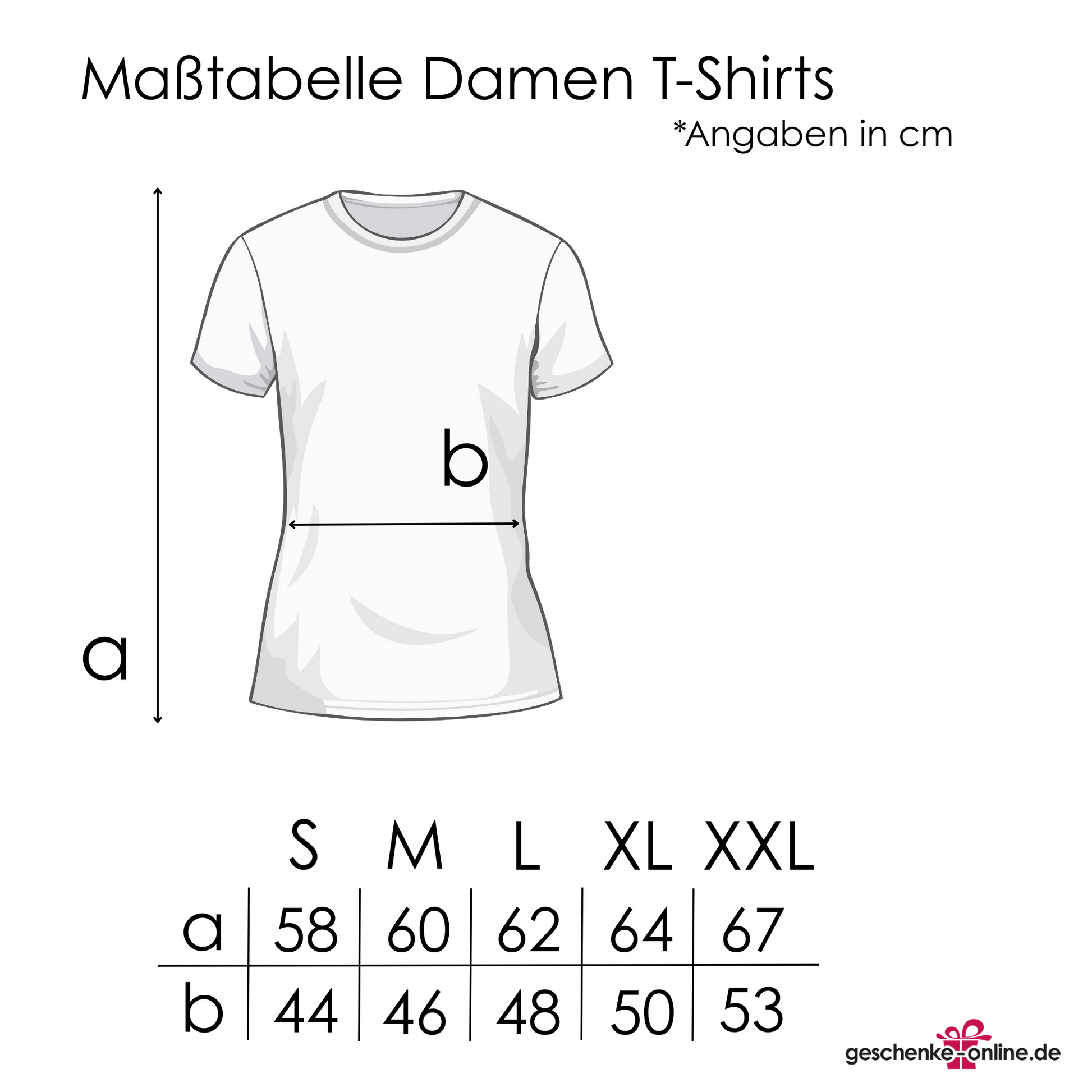 T-Shirt Maßtabelle Damen
