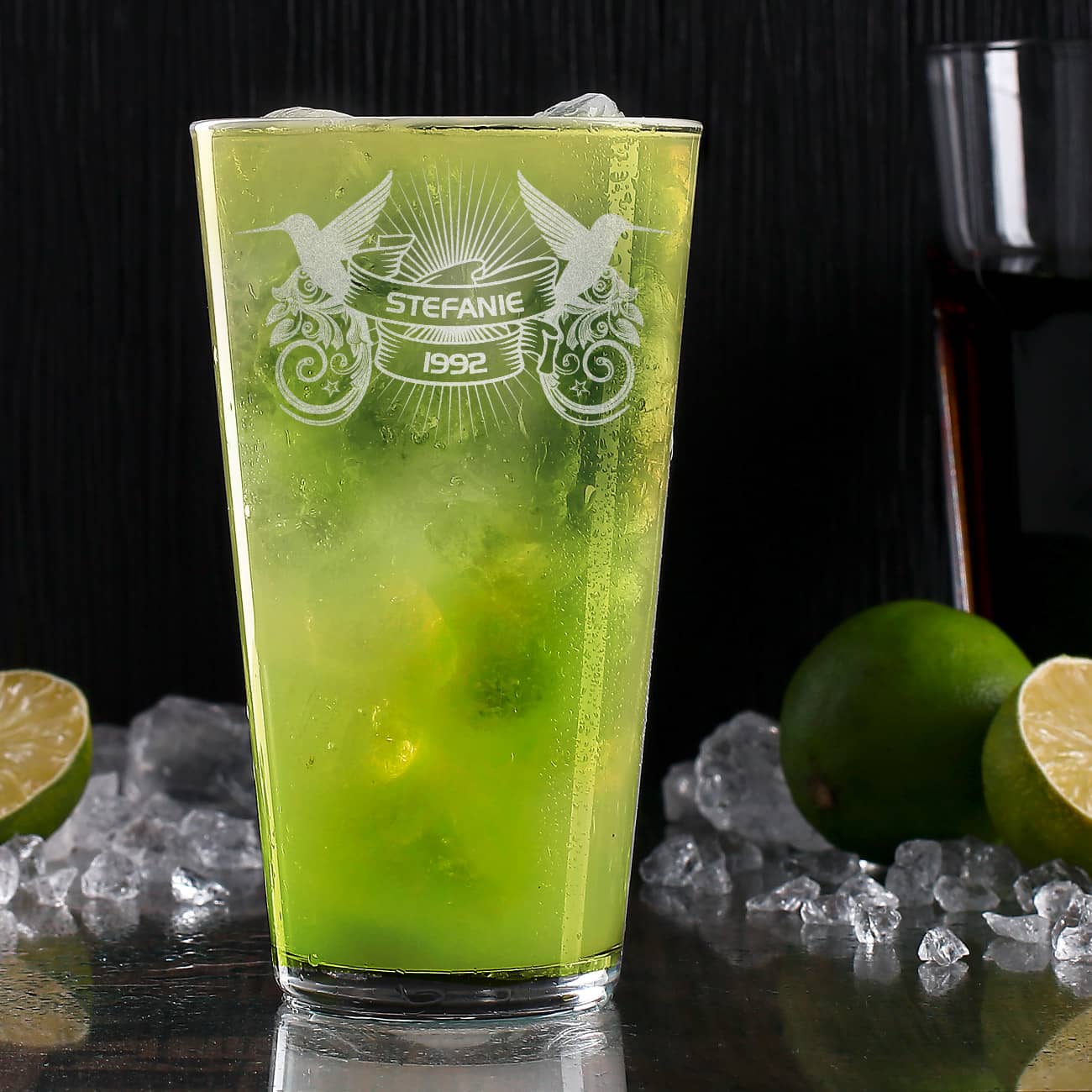 Hochwertiges Longdrink-Glas mit Wunschnamen graviert 