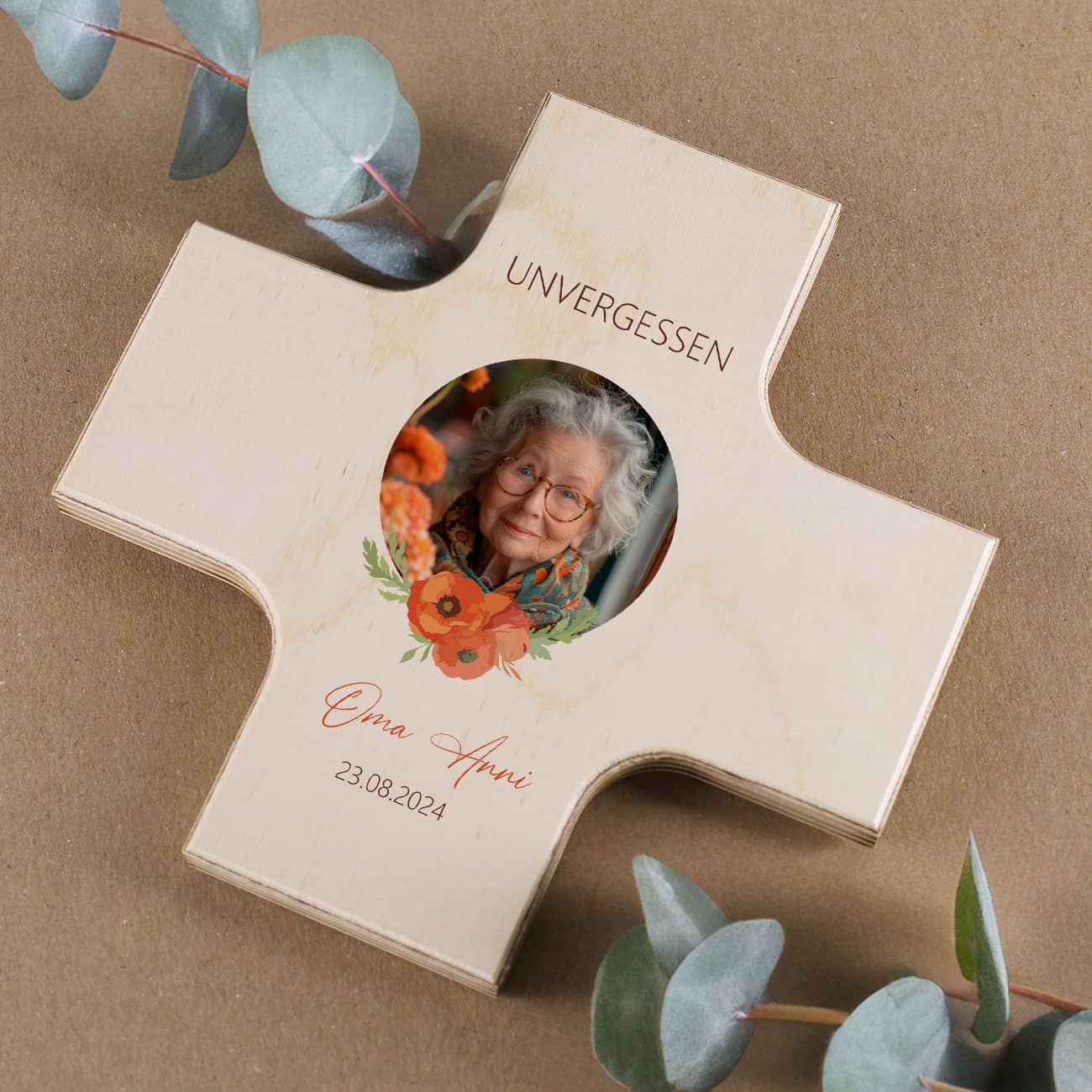 Holzkreuz Natur mit Foto