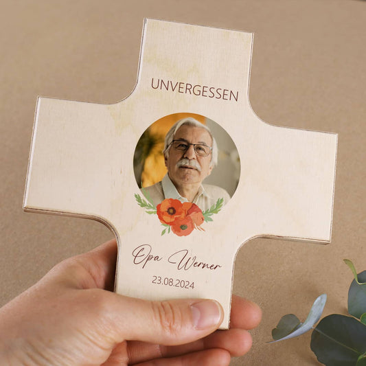 Holzkreuz Natur mit Foto 