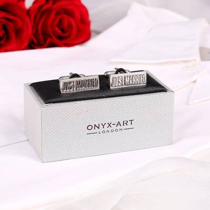 Just Married Manschettenknöpfe in Silber