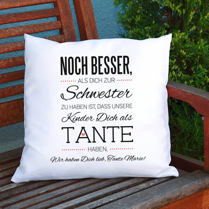 Kissen für die beste Tante mit kurzem Wunschtext