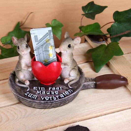 Bratpfanne mit Mäusen als Geldgeschenk