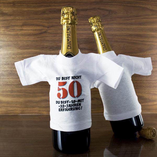 weißes Shirt für Flaschen mit Spruch