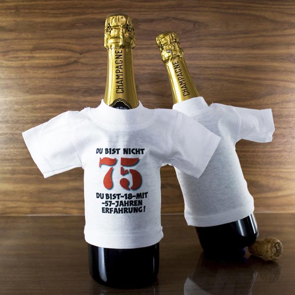 weißes Mini Shirt für Flaschen zum 75.