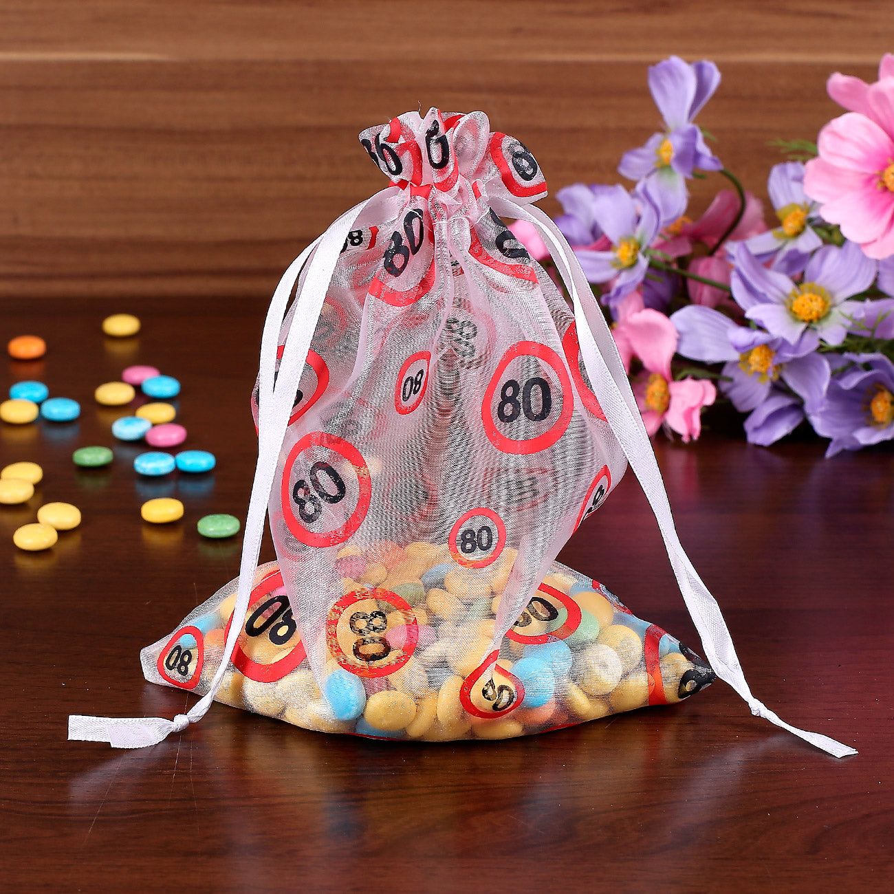 Organza-Beutel zum 80. Geburtstag