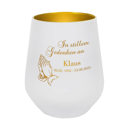 Trauer Windlicht - In stillem Gedenken an - mit Namensgravur und Lebensdaten