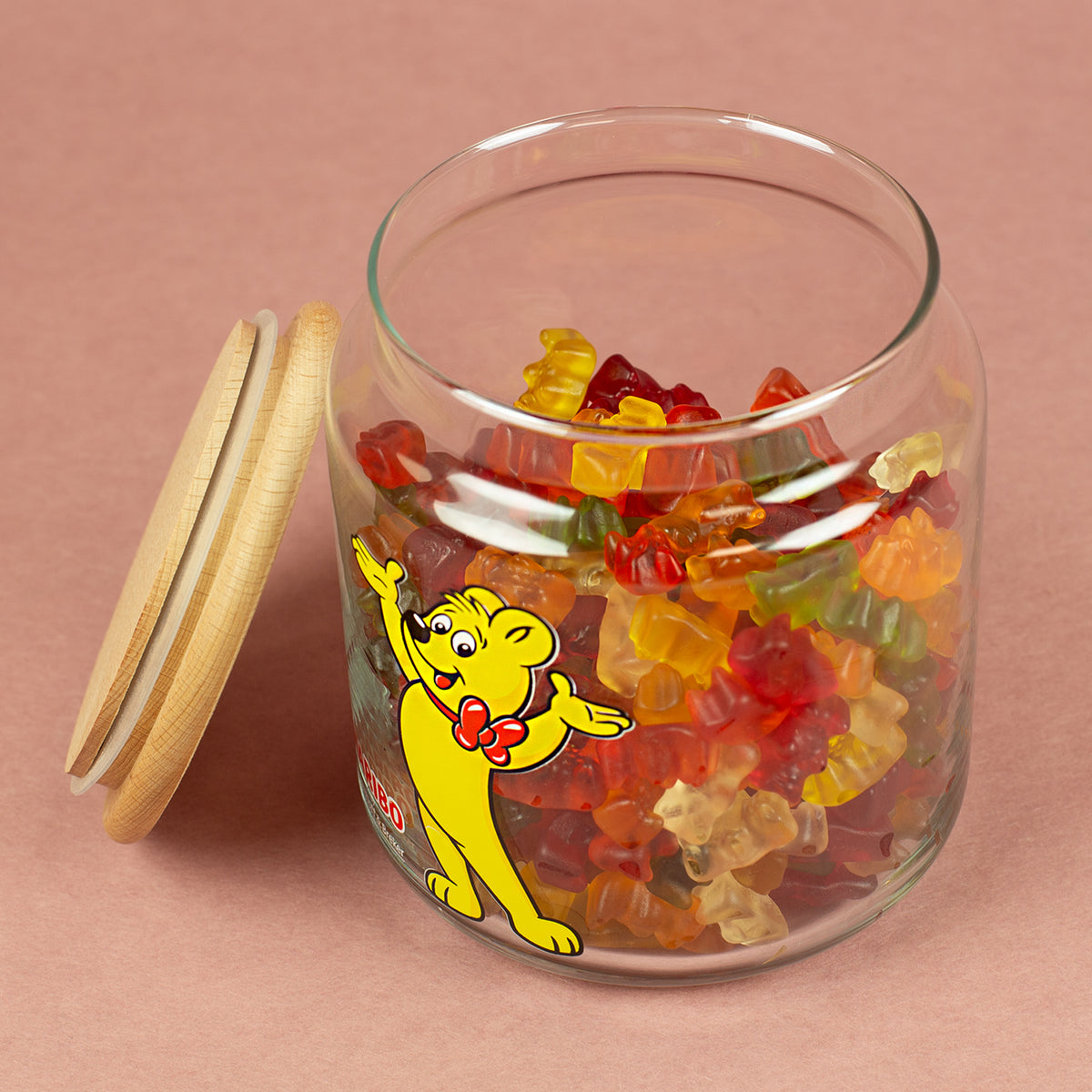 Transparente HARIBO Glasdose von Ritzenhoff und Breker mit Goldbär Motiv
