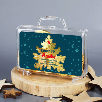 Kleiner Geldkoffer Frohes Fest mit Name und Glückwunschtext