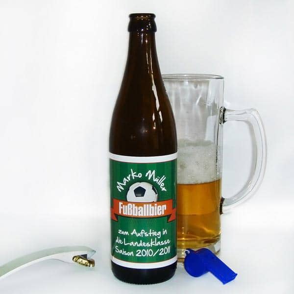 Bieraufkleber Fussballbier mit Wunschname und Text