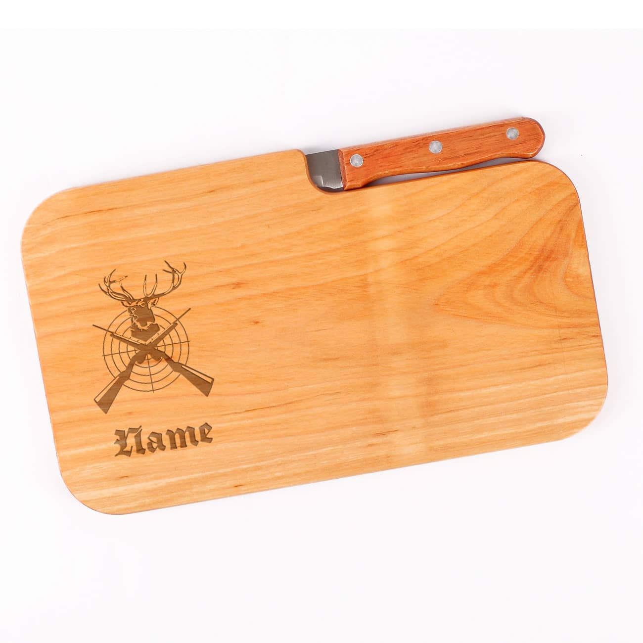 Holzschneide-Brettchen mit Messer für Jäger