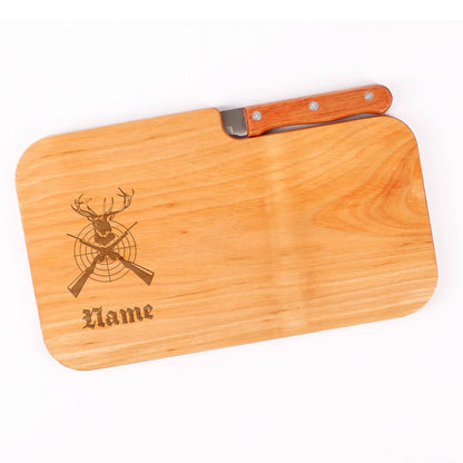 Holzschneide-Brettchen mit Messer für Jäger