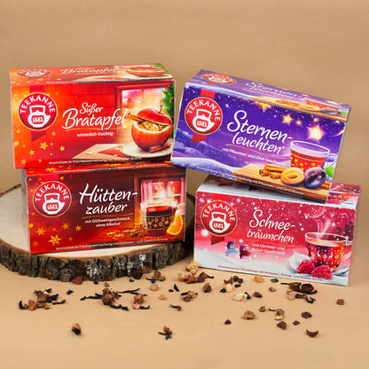 Teekanne Tee Wintereditionen - 4 Varianten zur Auswahl (Süßer Bratapfel, Hüttenzauber, Sternenleuchten oder Schneeträumchen)