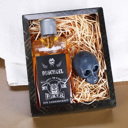 Cool verpacktes Duschset für Biker