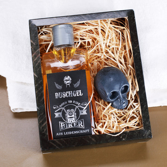 Cool verpacktes Duschset für Biker