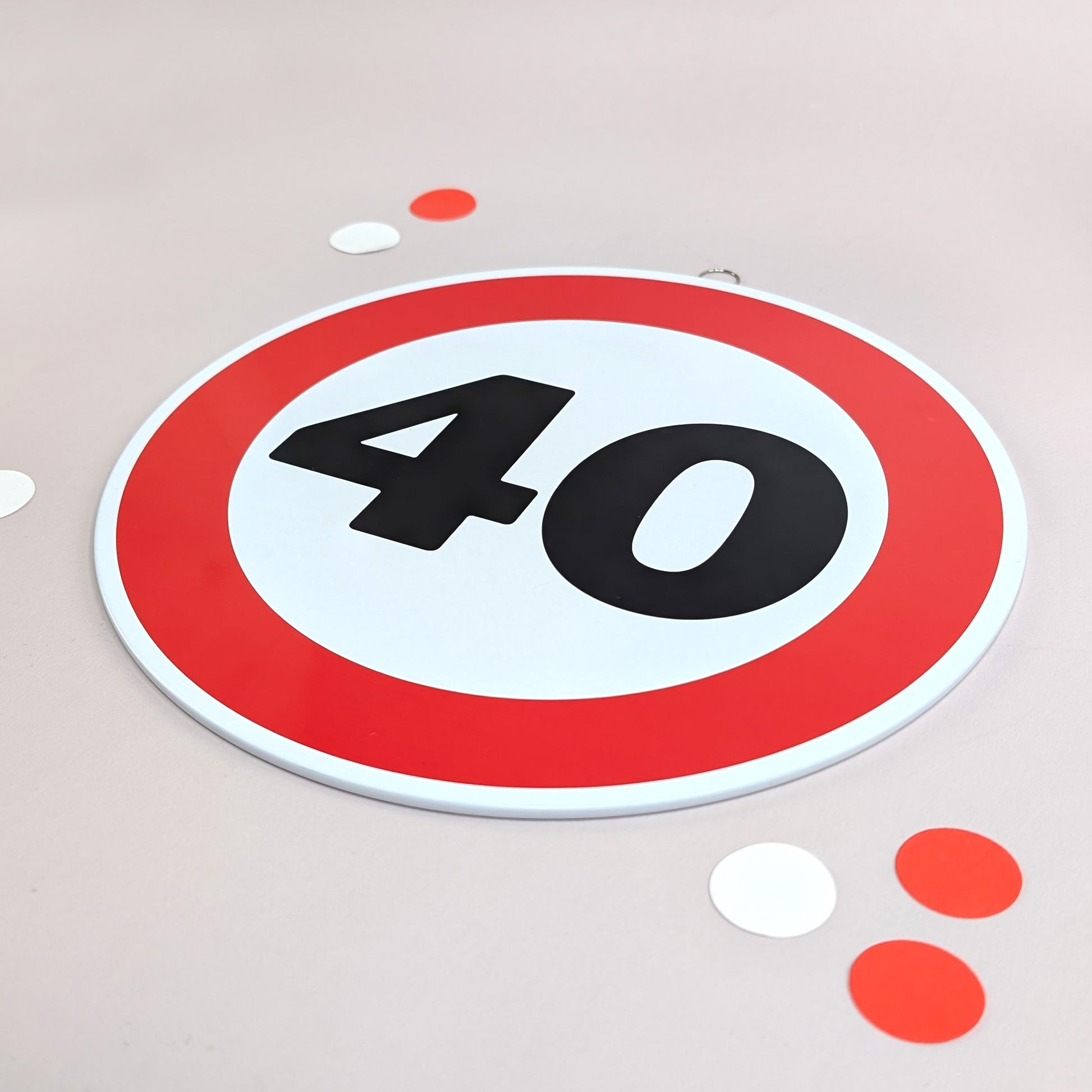Rundes Blechschild zum Geburtstag & Jubiläum 25 cm im Verkehrsschild Design - Variante 40 liegend