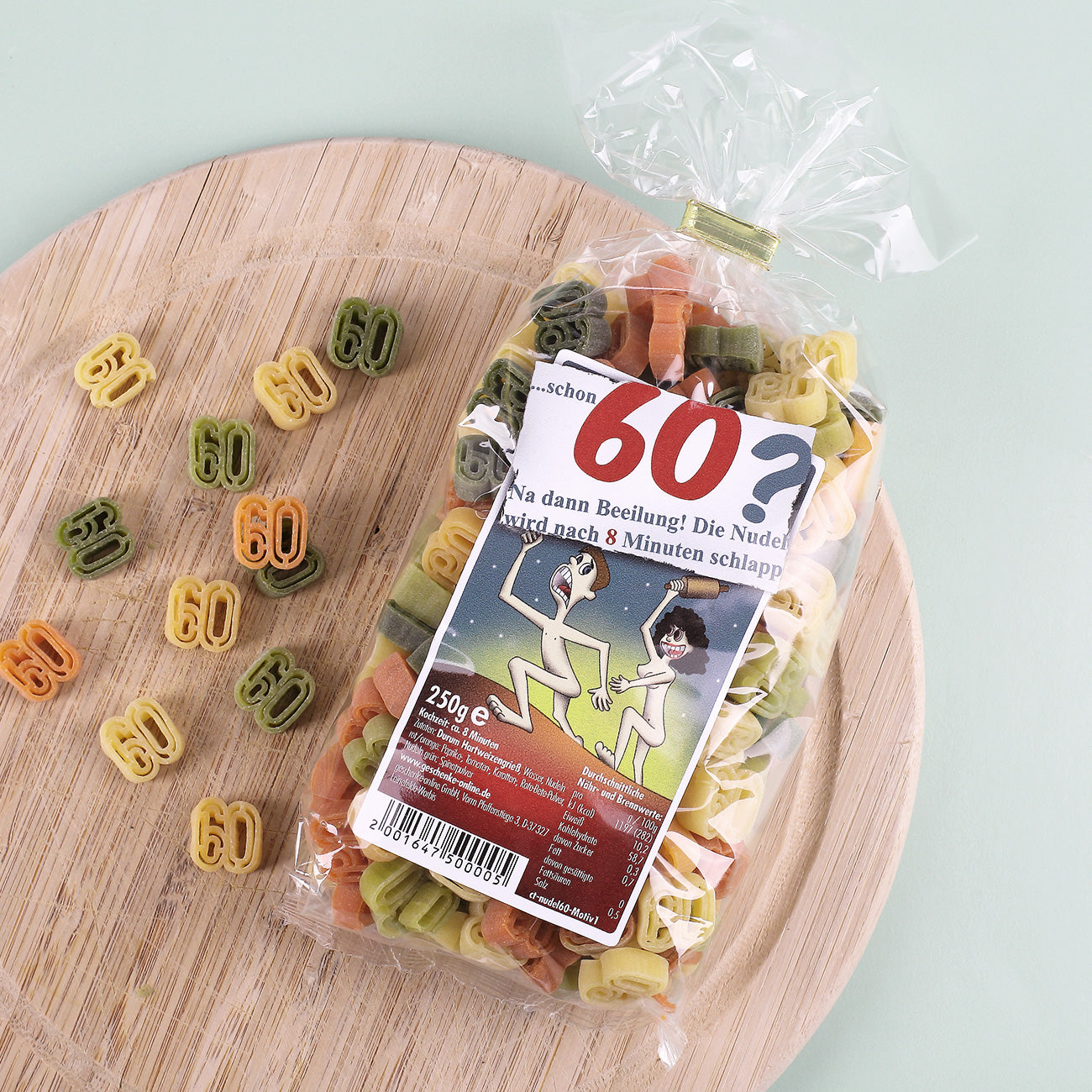 Nudeln in Zahlenform zum 60. Geburtstag