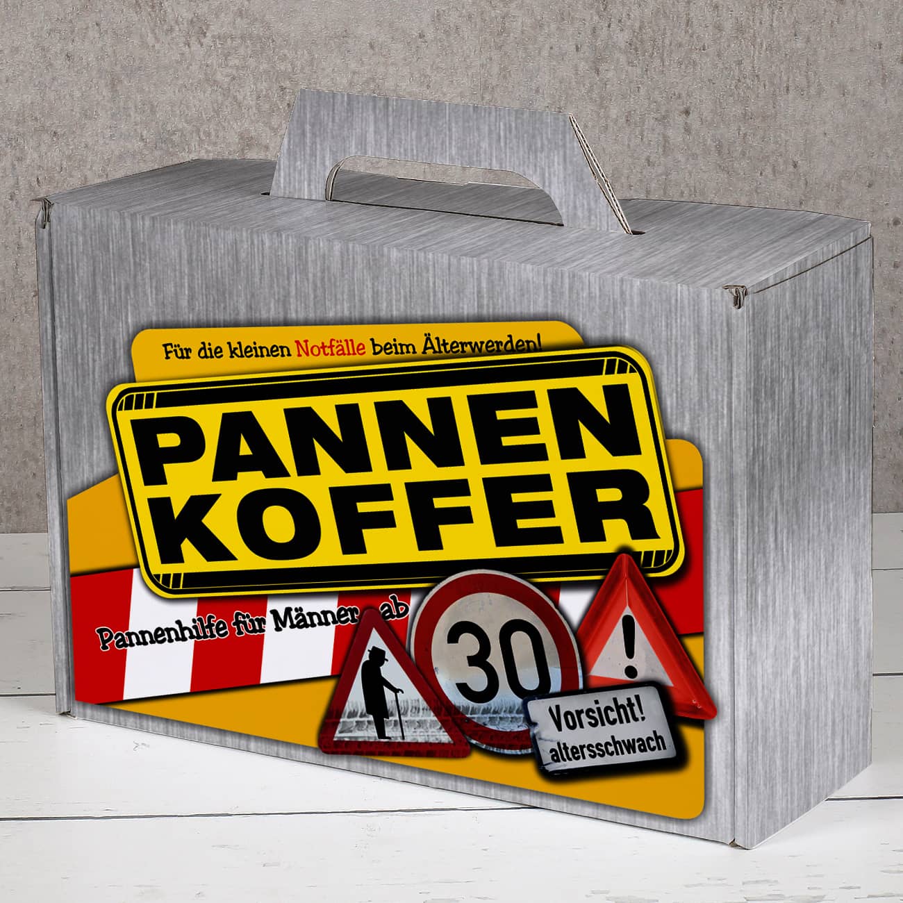 Bedruckter Pappkoffer