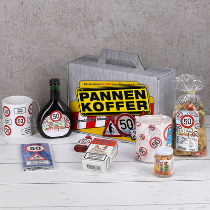 Pannenkoffer mit vielen lustigen Produkten