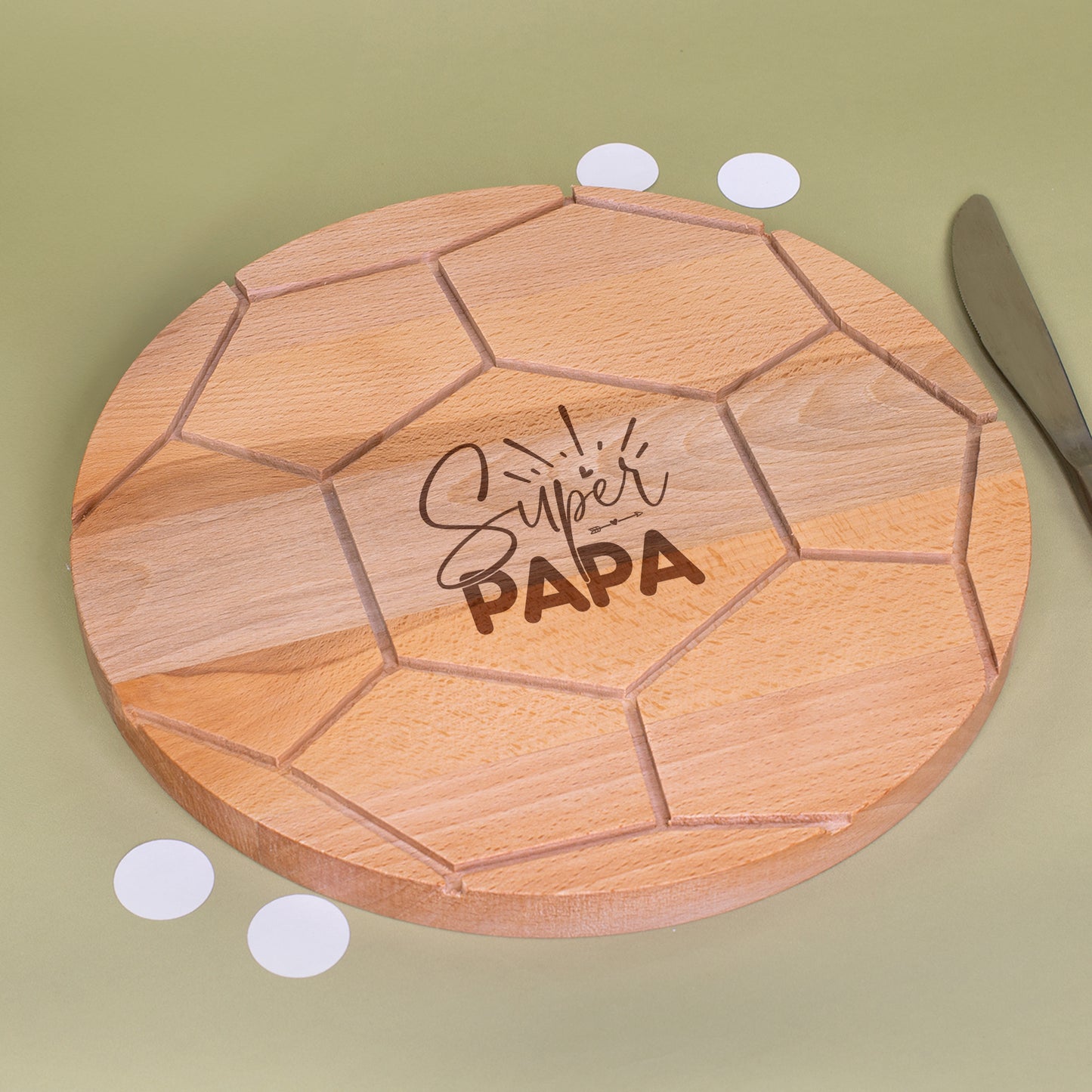 Servierbrett Frühstücksbrettchen Holz Fußball Motiv Papa Geschenkidee
