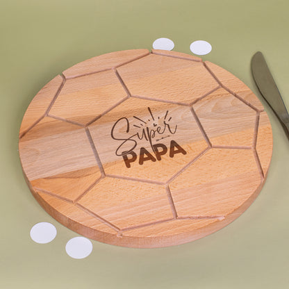 Servierbrett Frühstücksbrettchen Holz Fußball Motiv Papa Geschenkidee