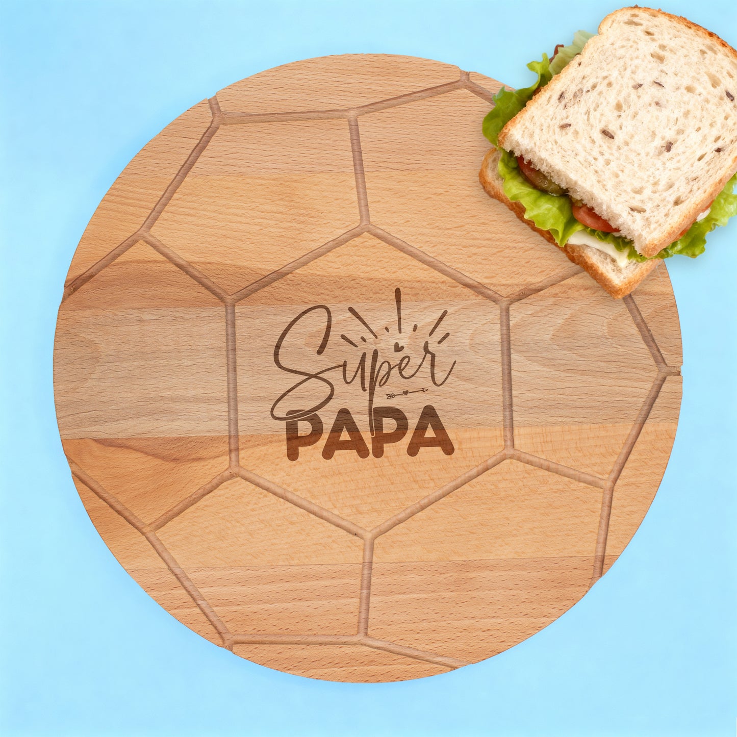 Frühstücksbrettchen Holz rund mit Gravur Super Papa aus Europa