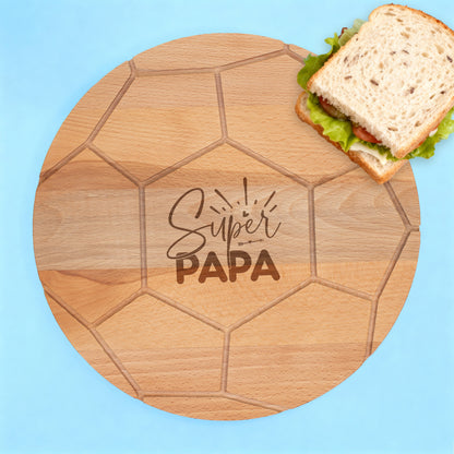 Frühstücksbrettchen Holz rund mit Gravur Super Papa aus Europa