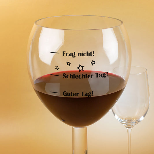 XXXL Weinglas 3 Liter mit Stimmungsbarometer | Lustiger Scherzartikel für Weinliebhaber als Geschenk