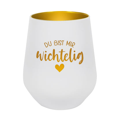 Windlicht 'Du bist mir wichtelig' in Schwarz-Gold & Weiß-Gold | Weihnachtsgeschenk & Wichtelidee