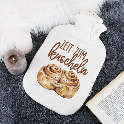 Kuschelige Wärmflasche mit Zimtschnecken Motiv als Geschenk für Freundin, Freund und Paare