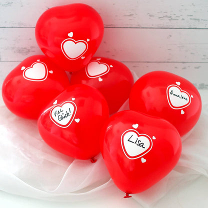 Herzluftballons zum Beschriften im 6er Set