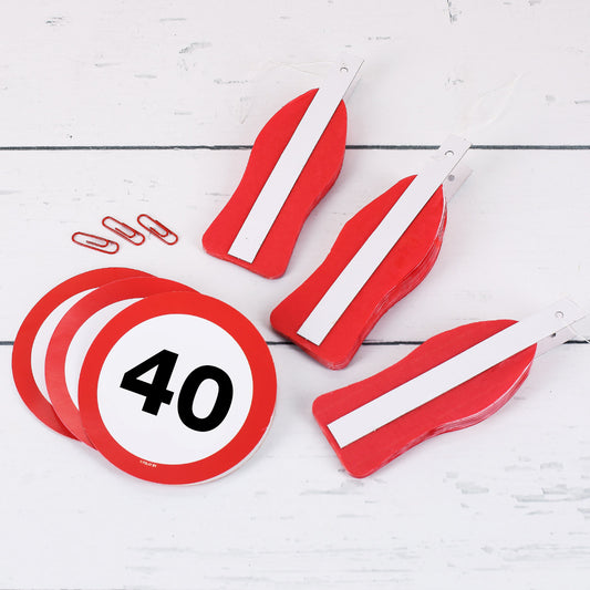 Waben Deko Hänger mit Verkehrsschild 40