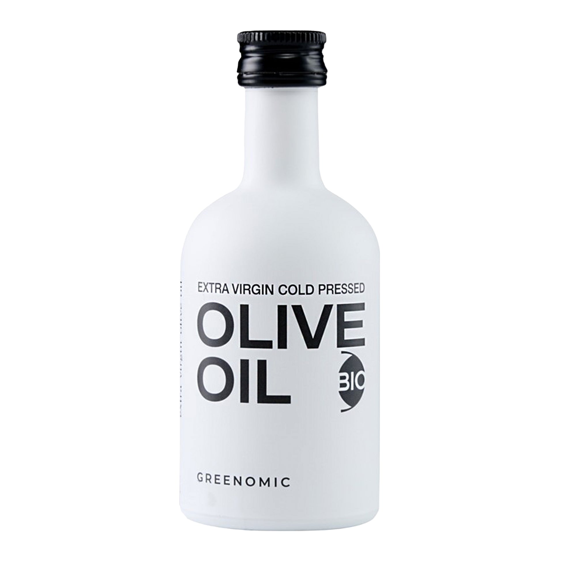 Greenomic Olivenöl BIO nativ extra 100 ml in weißer Flasche freigestellt