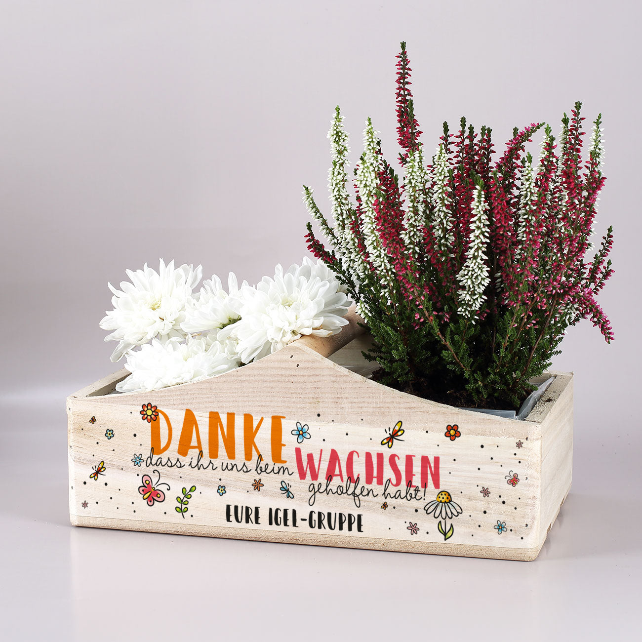 Tolle Geschenkidee für Kindergärtner als Abschiedsgeschenk nach der Kita-Zeit - Ihr individueller Pflanzkorb mit Text