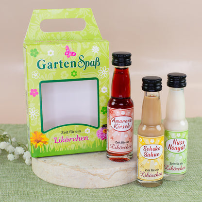 Likör Geschenkset „Gartenspaß“ als kleines Präsent für Geburtstag oder Party