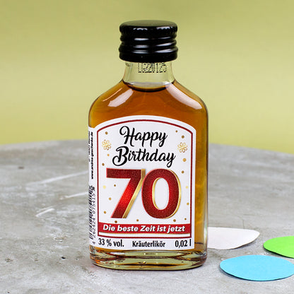 Kräuterlikör Happy Birthday 70. Geburtstag Geschenkflasche